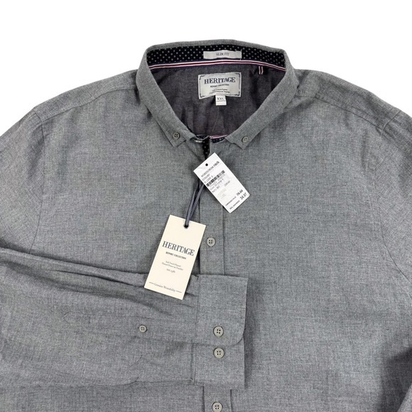 Heritage Other - Heritage Report‎ Collection Mens 2XL Gray Soft Touch Flannel Slim Fit Shirt NEW